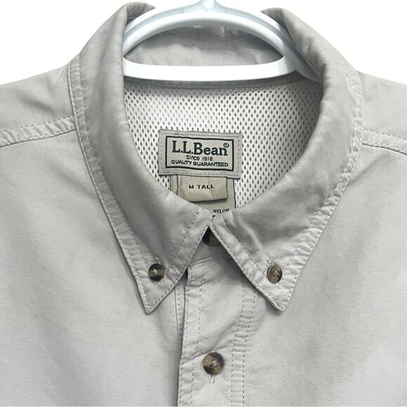 L.L. BEAN Fishing Shirt Vented Short Sleeve
Button Up Nylon Stone UPF 50 Men’s M - Picture 3 of 8